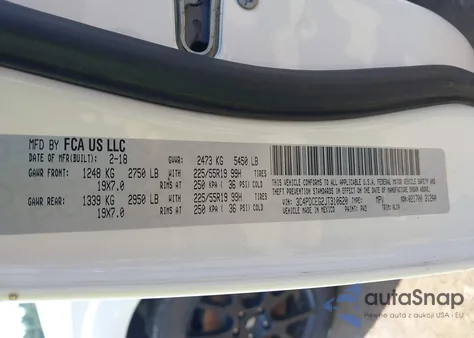 2018 Dodge Journey Gt из США, поврежденный, VIN 3C4PDCEG2JT310620